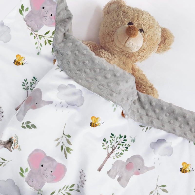 BORITAR Baby Blanket for Boys Girls Super Soft Double Layer Minky with Dotted Backing, Lovely Grey Elephant Animal Design Blanket for Toddler Newborn 30 x 40 Inch(75x100cm) - Image 2